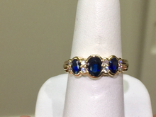 Load image into Gallery viewer, Sapphire And Diamond 14 K Yellow Gold Ring