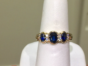 Sapphire And Diamond 14 K Yellow Gold Ring
