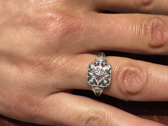Diamond Silver Filigree Ring