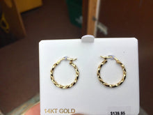Load image into Gallery viewer, 14 K Yellow Gold Twist Hoop Earrings