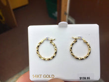 Load image into Gallery viewer, 14 K Yellow Gold Twist Hoop Earrings