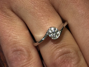 14 K White Gold Diamond Engagement Ring Bezel Set