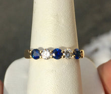 Load image into Gallery viewer, Sapphire And Diamond 18 K Yellow Gold Ring