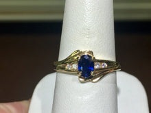 Load image into Gallery viewer, Sapphire And Diamond 14 K Yellow Gold Ring