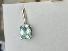 Load image into Gallery viewer, Cushion Cut Lab Created Green Amethyst Silver &amp; 18 K Gold Dangle Earrings