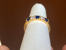 Load image into Gallery viewer, Sapphire And Diamond 18 K Yellow Gold Ring