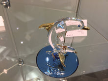 Load image into Gallery viewer, Dolphin With Baby Glass Swarovski Crystal Eyes And 22 K Gold Accents
