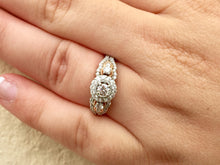 Load image into Gallery viewer, Diamond Halo 14 K Rose And White Gold Engagement Ring