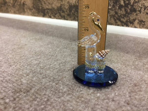 Pelican On A Pier With Shell Glass Figurine