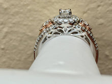 Load image into Gallery viewer, Diamond Halo 14 K Rose And White Gold Engagement Ring
