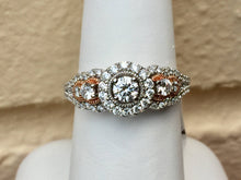 Load image into Gallery viewer, Diamond Halo 14 K Rose And White Gold Engagement Ring