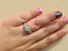 Load image into Gallery viewer, Diamond Halo 14 K Rose And White Gold Engagement Ring