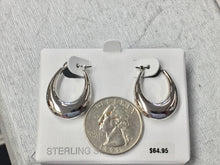 Load image into Gallery viewer, Sterling Silver Oval Hoop Earrings