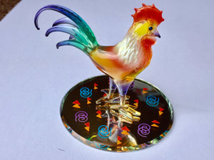 Rooster Glass Figurine
