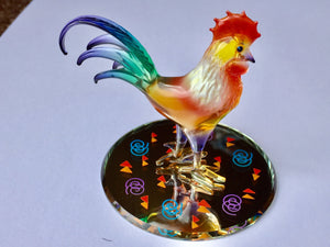 Rooster Glass Figurine