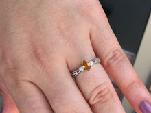 Load image into Gallery viewer, Citrine &amp; Diamond 14 K White Gold Ring