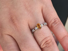Load image into Gallery viewer, Citrine &amp; Diamond 14 K White Gold Ring