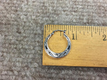 Load image into Gallery viewer, Sterling Silver Engraved Hoop Earrings