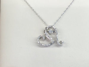 14 K White Gold Shimmer Diamond Heart Pendant