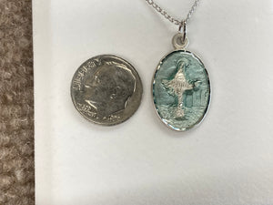 Our Lady of Medugorje Silver Pendant And Chain Religious