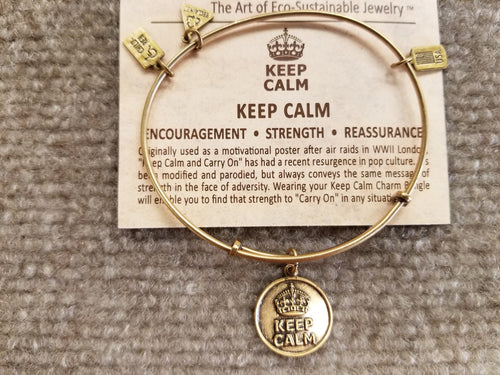 Keep Calm Brass Expandable Charm Bracelet Wind And Fire