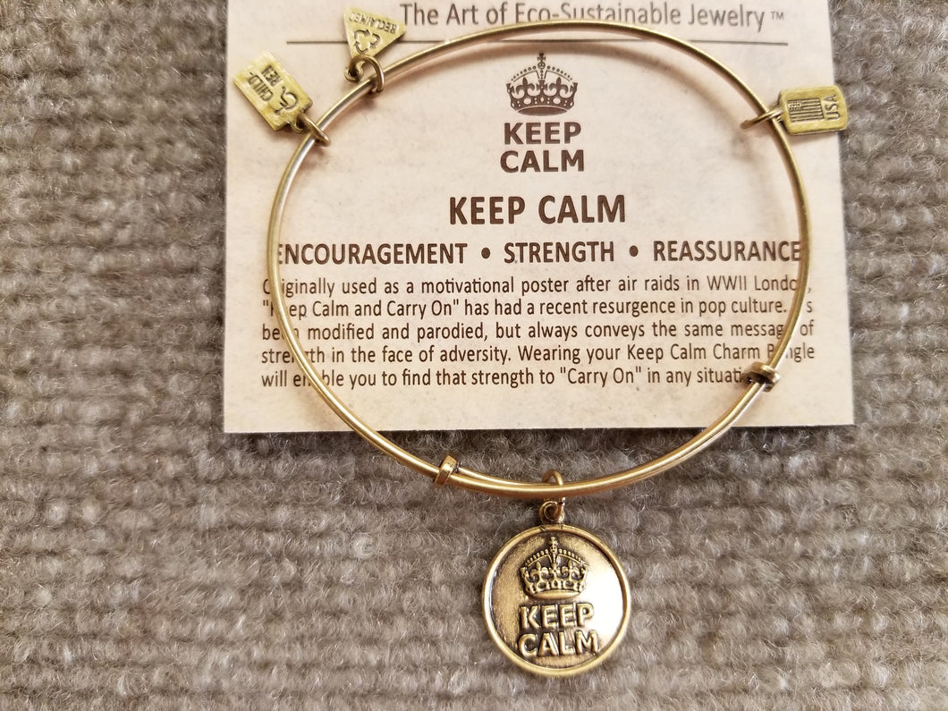 Keep Calm Brass Expandable Charm Bracelet Wind And Fire